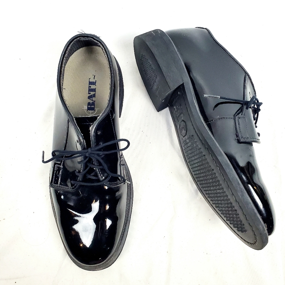 Bates Black High Gloss Patent Leather Uniform Dress‎ Oxford Shoe